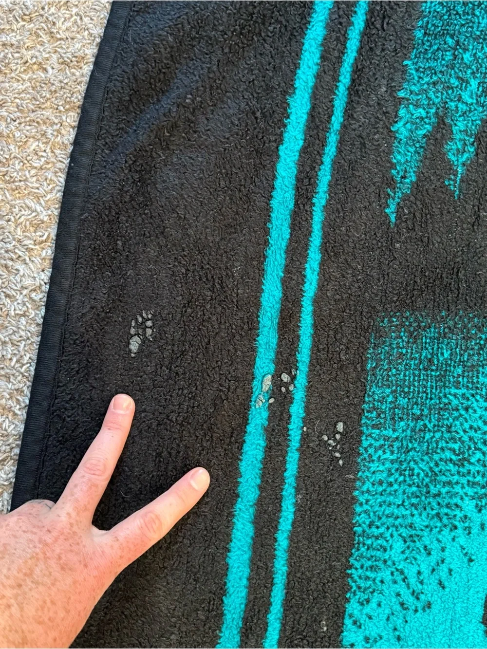 San Marcos vintage grizzly bear teal green blanket reversible 90s